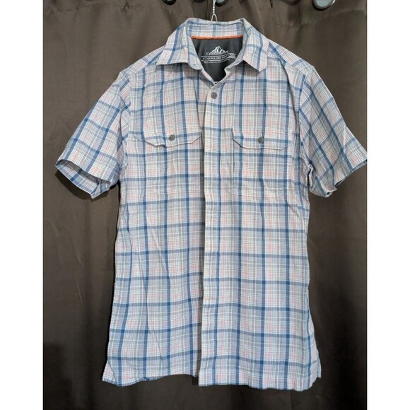 Croft Barrow Shirt Mens S Small Plaid Strip Quick Dry Short Sleeve Button Vented - Picture 1 of 5